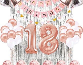 Rose Gold 18th Birthday Decorations for Girl,18 Birthday Party Supplies include Foil Fringe Curtains, Happy Birthday Balloons,Birthday Tiara & sash, Cake Topper in Arabia | Whizz Balloons Rose Gold 18th Birthday Decorations for Girl,18 Birthday Party Supplies include Foil Fringe Curtains, Happy Birthday Balloons,Birthday Tiara & sash, Cake Topper in Arabia | Whizz Balloons