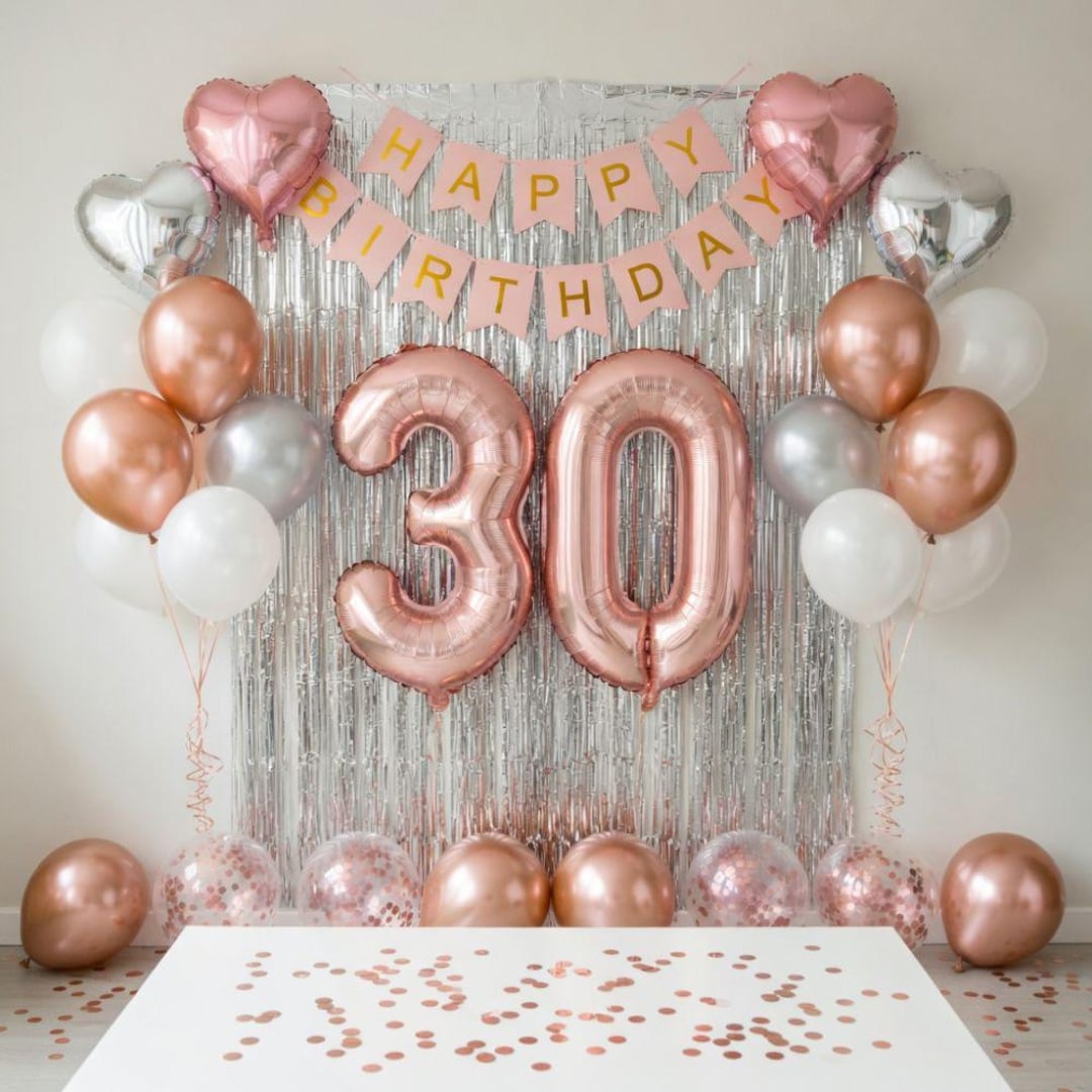 ENLACE 30° compleanno decorazione nero oro striscione – ghirlanda per uomini e donne – Cheers to 30 anni – Happy Birthday