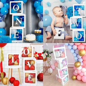 Caixas de balões personalizadas para todas as ocasiões, letras de caixa de balão, uma caixa de balão, duas caixas de balão, caixa de balão de bebê, caixa de balão de amor, A-Z, 0-9