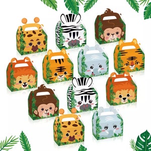 Wild Animals Jungle Safari Birthday Party Favour Boxes - Jungle Birthday Treat Box - Wild One Birthday Decorations - Animals Decorations