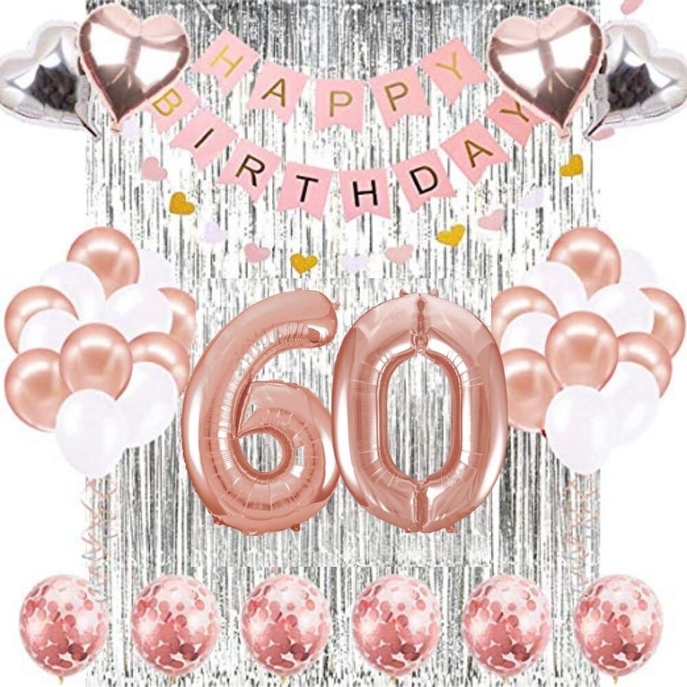 60th BIRTHDAY DECORATIONS PARTY KIT - Pink and Gold Colors — KatchOn