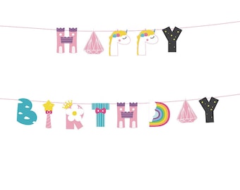 Unicorn Birthday Banner - 13pcs - Perfect For Unicorn Theme Birthday Party