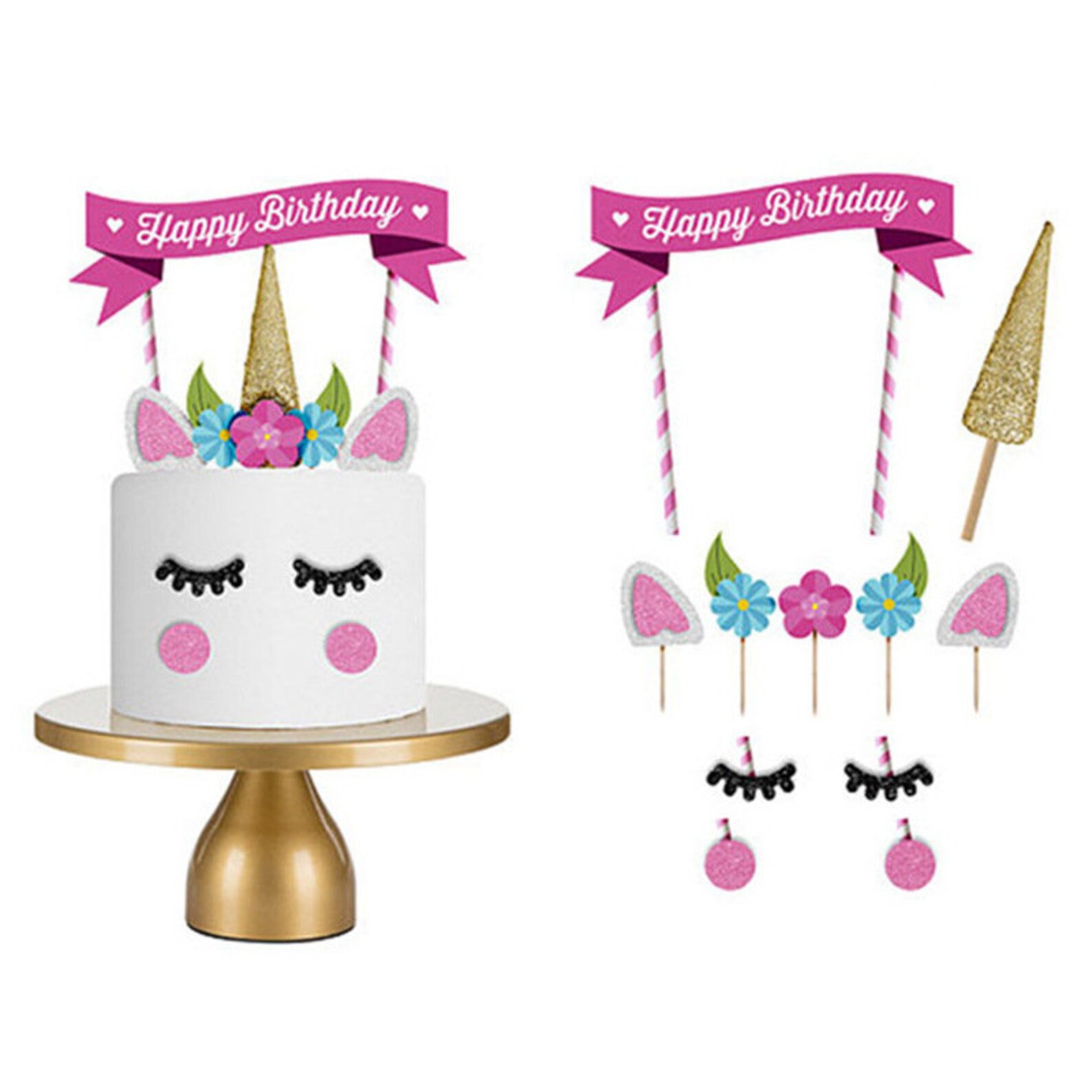 Unicorn Party Decoration Unicorn Cake Topper and Cupcake Etsy UK