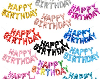 HAPPY BIRTHDAY Balloon Banner - Happy Birthday Foil Letters - Foil Balloon 16"