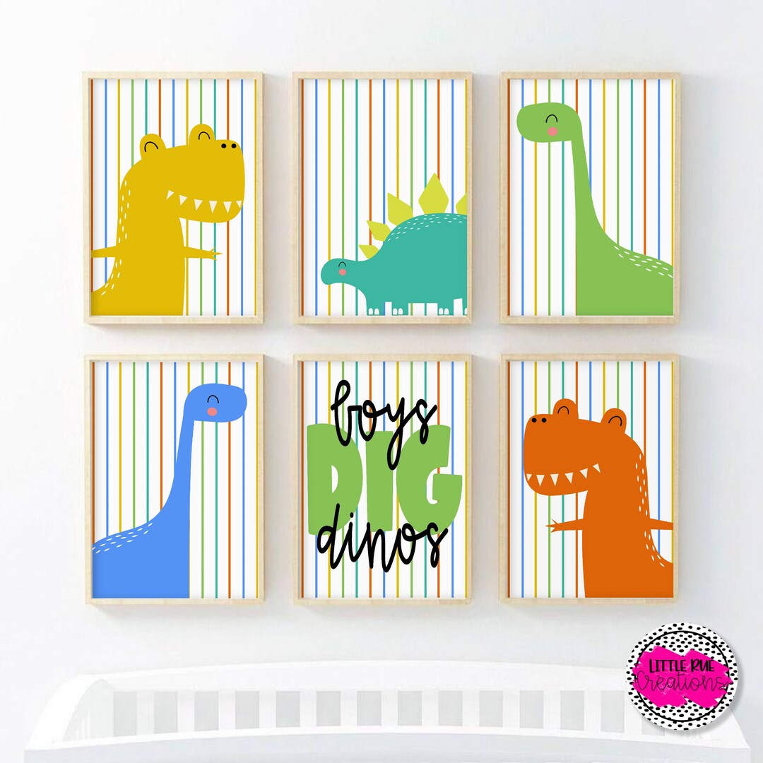 Dinosaur Nursery Wall Art, Boys Colorful Nursery Printable, Nursery ...