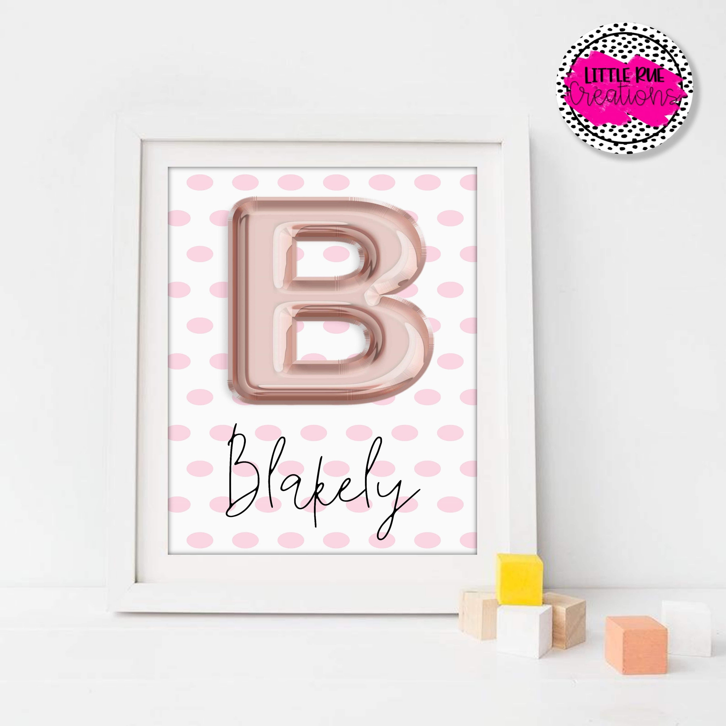 Girls personalized name print Pink custom name wall art Etsy España
