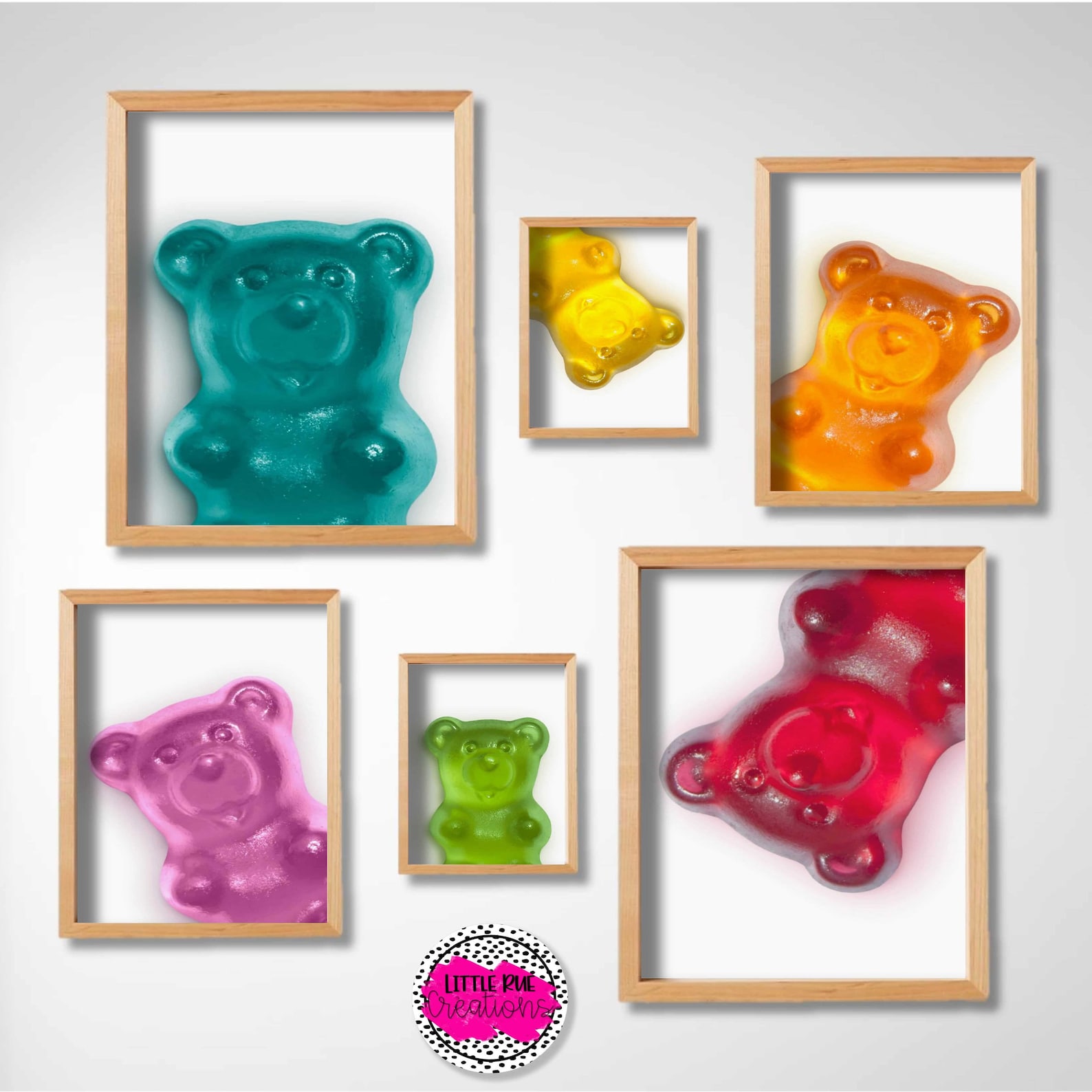 Colorful Modern Nursery Wall Art Set of 6 Gummy Bear Etsy