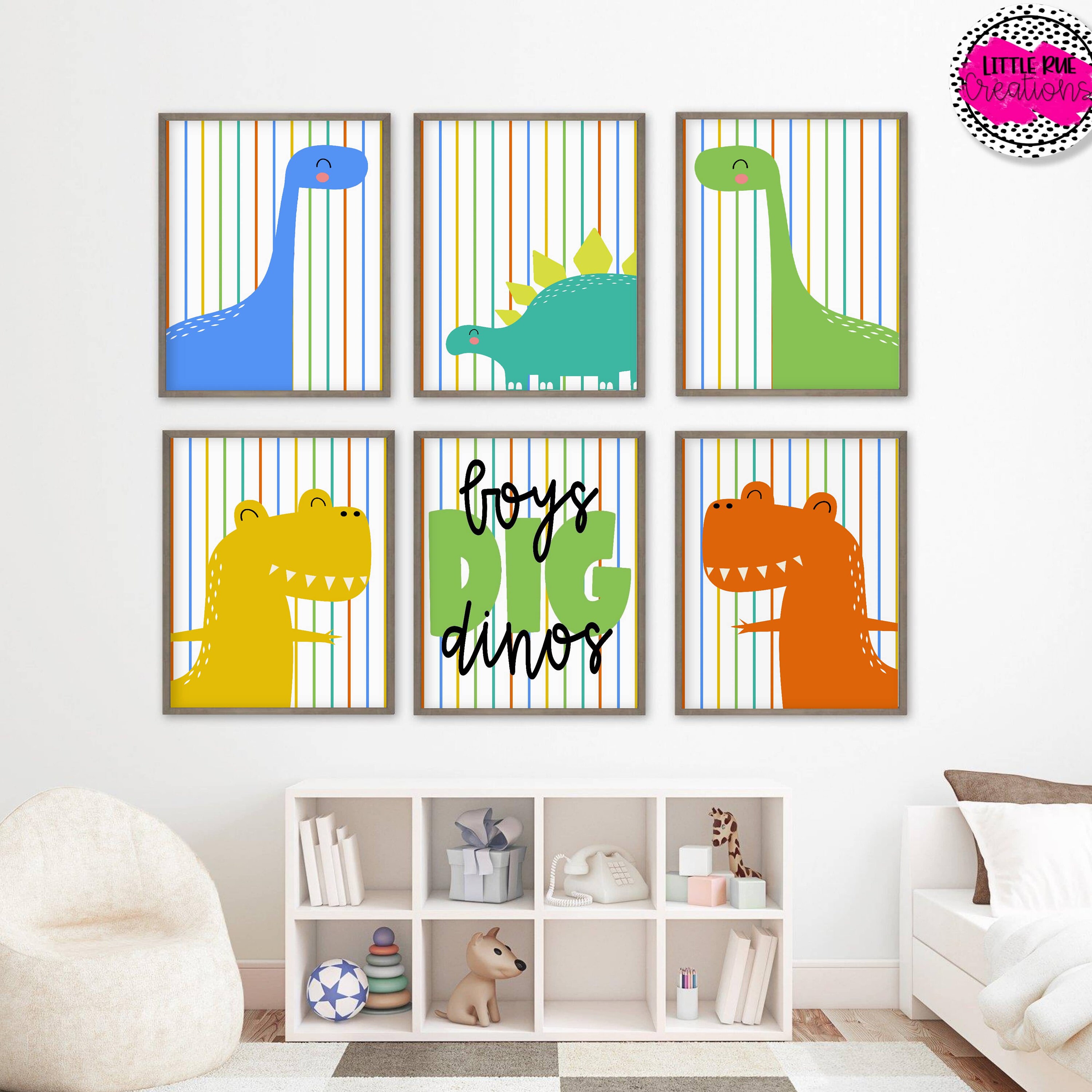 Dinosaur Nursery Wall Art Boys Colorful Nursery Printable - Etsy