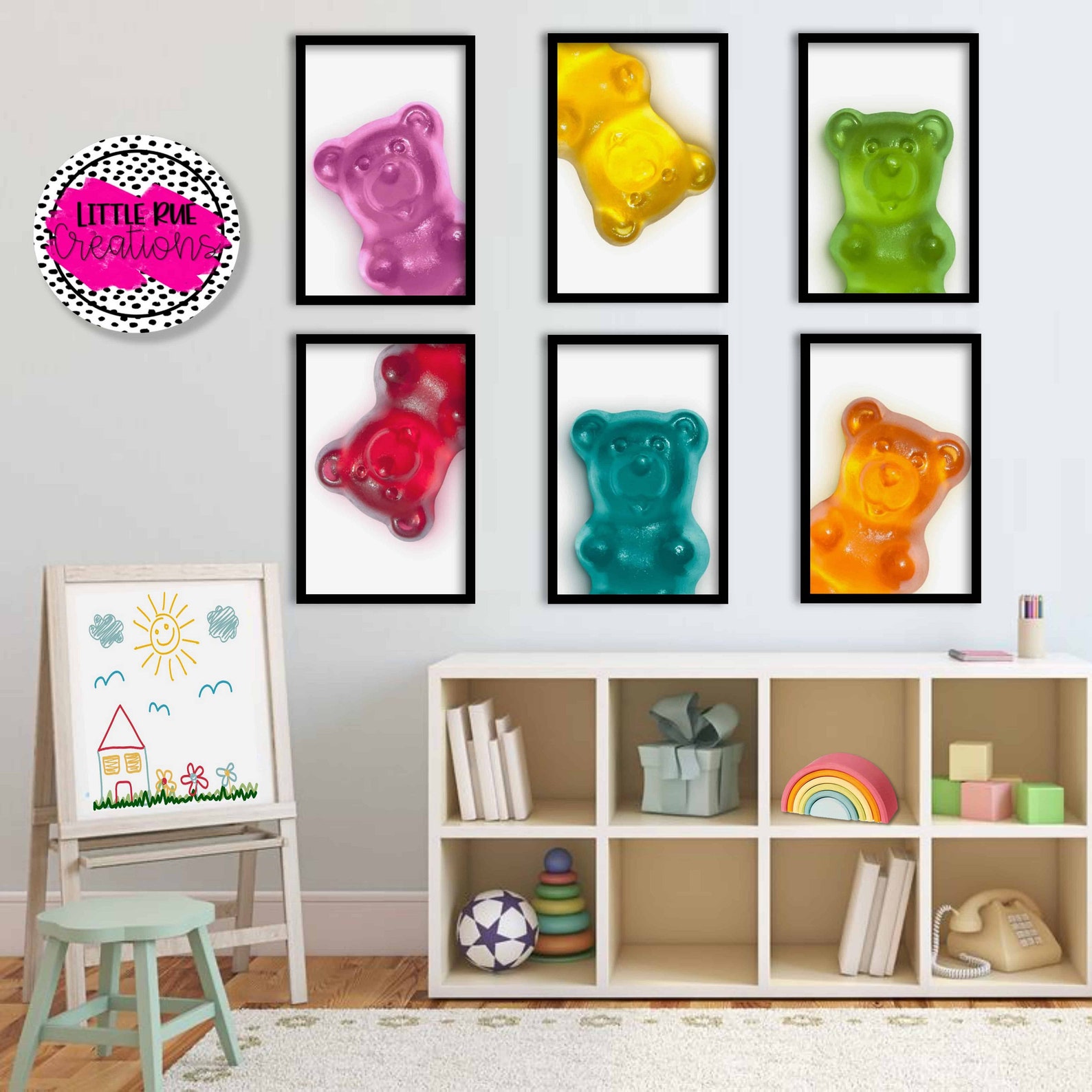 Colorful Modern Nursery Wall Art Set of 6 Gummy Bear Etsy