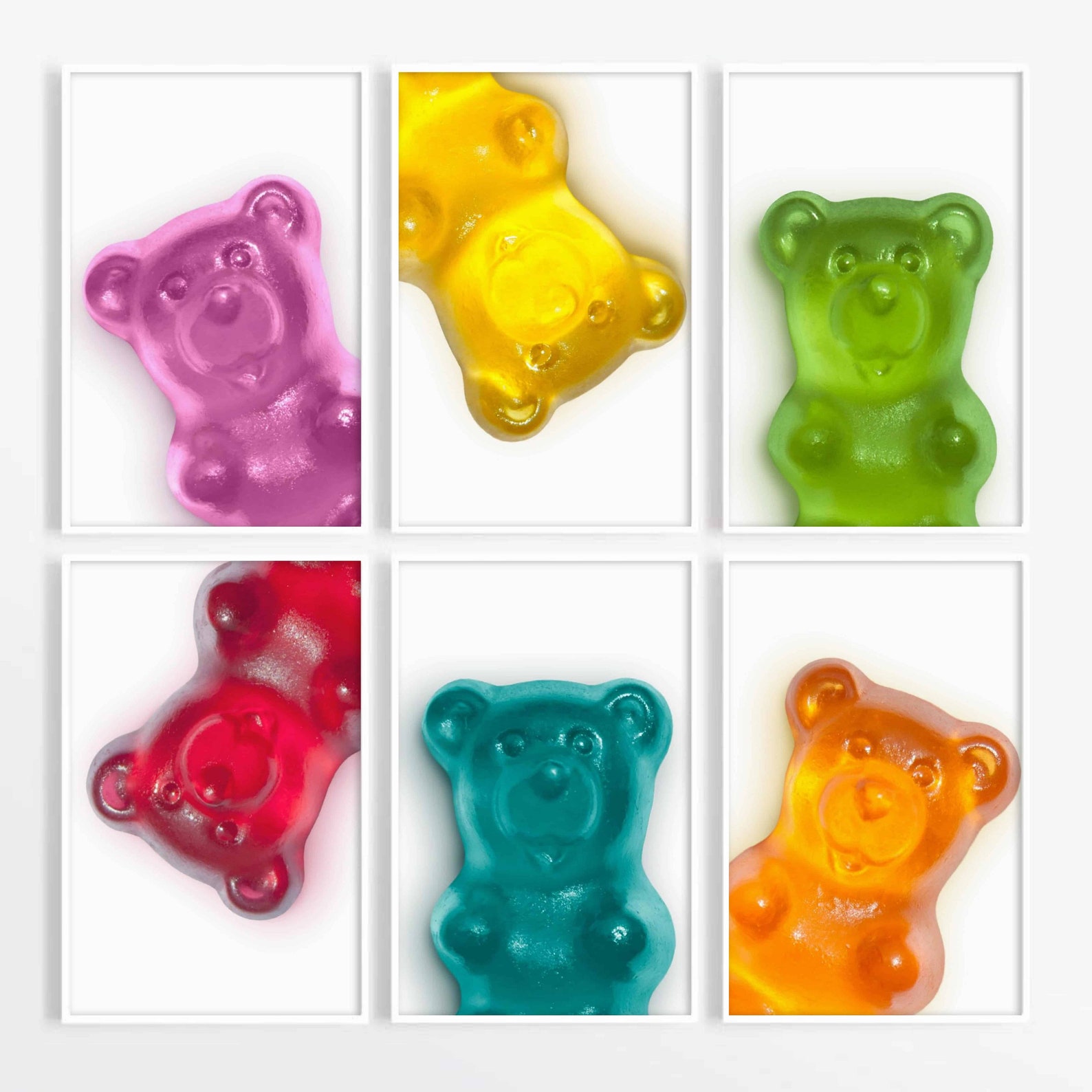 Colorful Modern Nursery Wall Art Set of 6 Gummy Bear Etsy