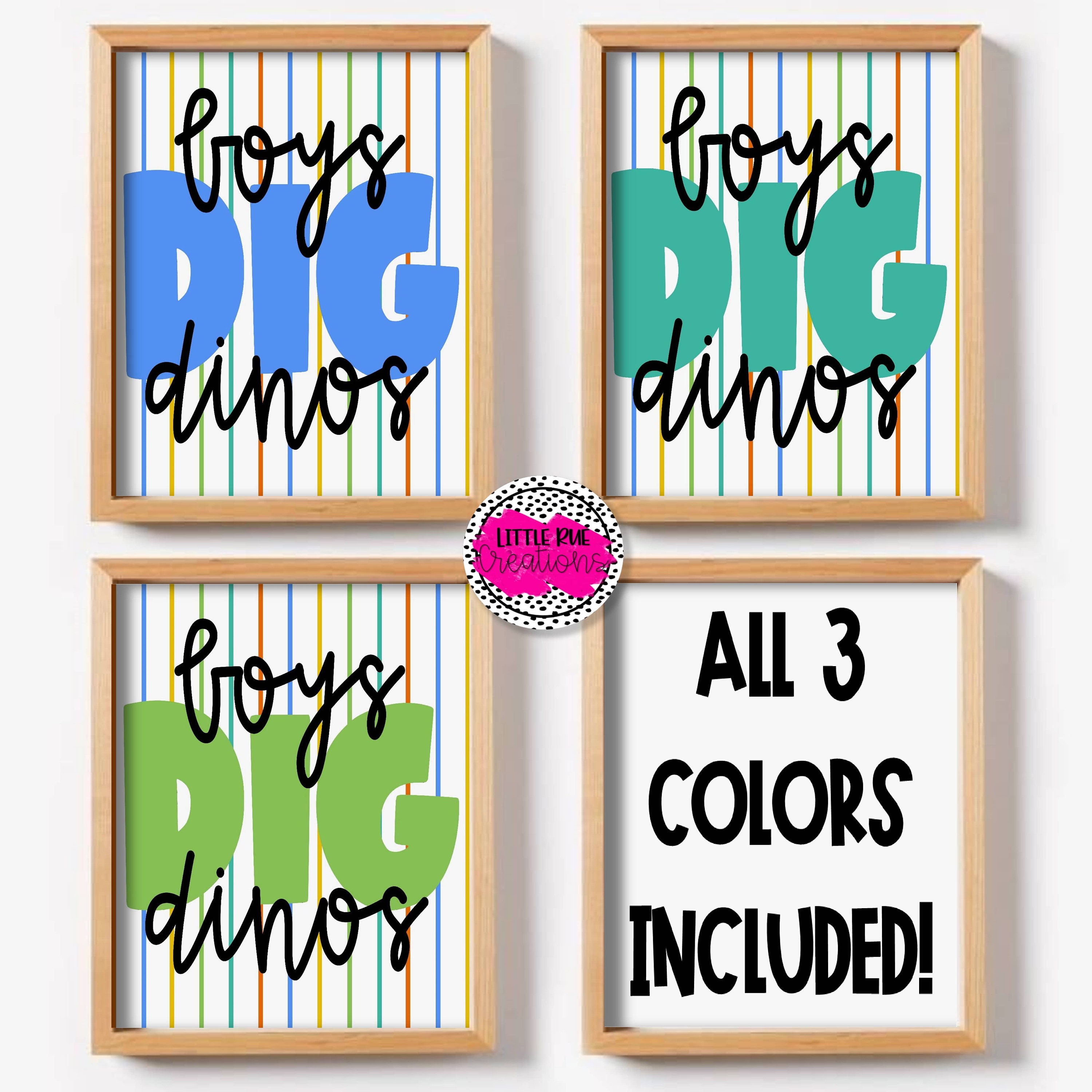 Dinosaur Nursery Wall Art Boys Colorful Nursery Printable - Etsy