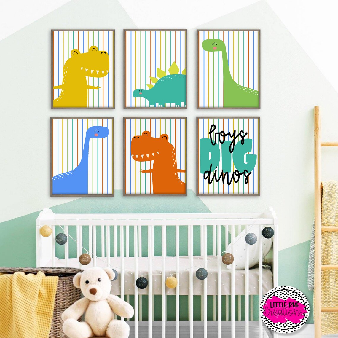Dinosaur Nursery Wall Art Boys Colorful Nursery Printable - Etsy