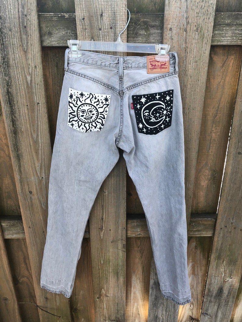 Sun & Moon Levis Sun and Moon Jeans Painted Jeans | Etsy