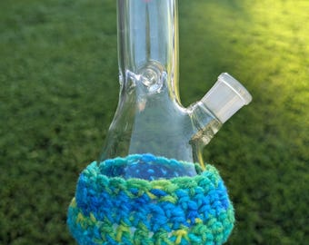Summer Vibes Blue-Yellow-Green Glass Cover | bong seat | bong cover  *Multiple Sizes Available*