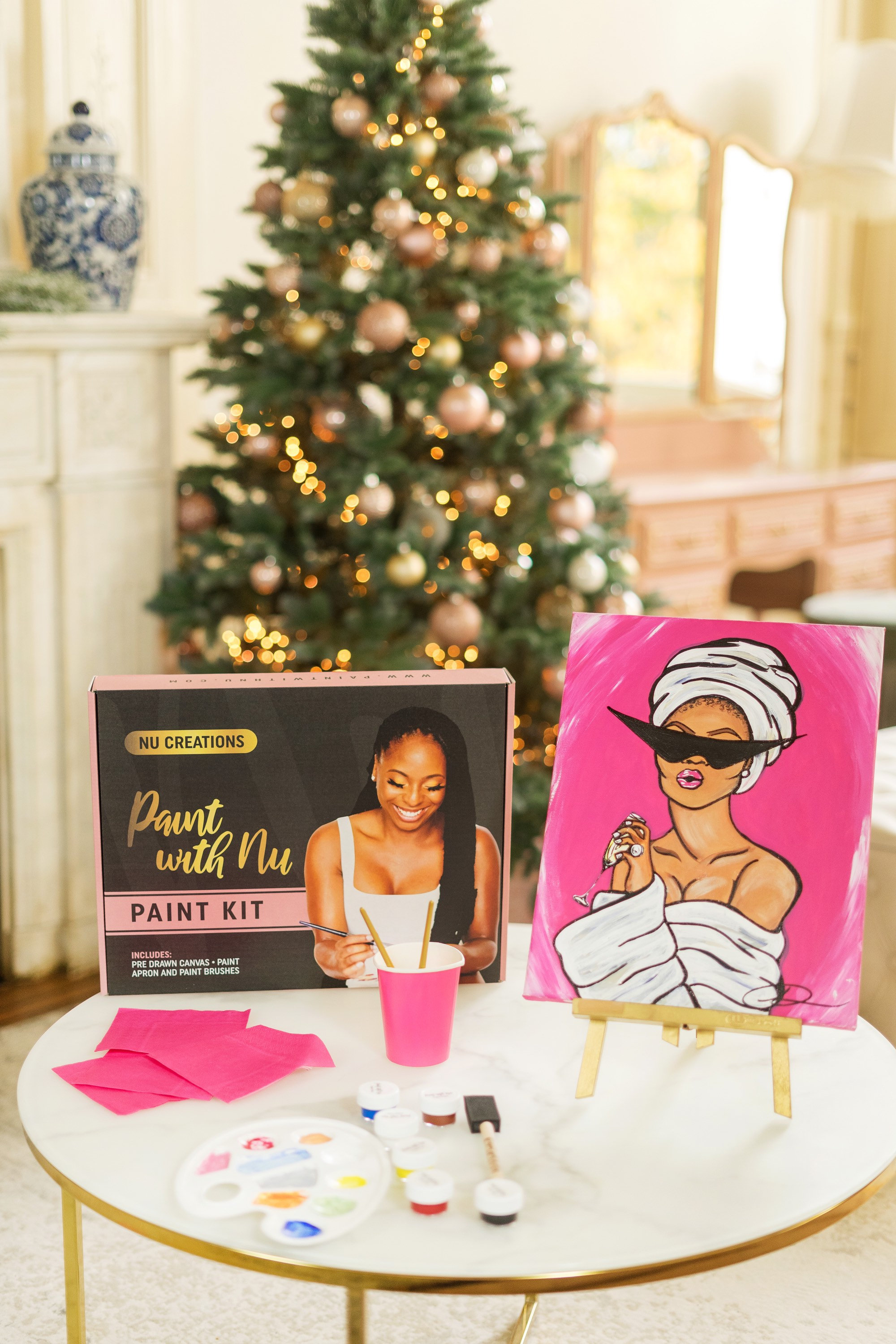 Mothersday Paint & Sip DIY Party Kit/ Pre Drawn/canvas/adult