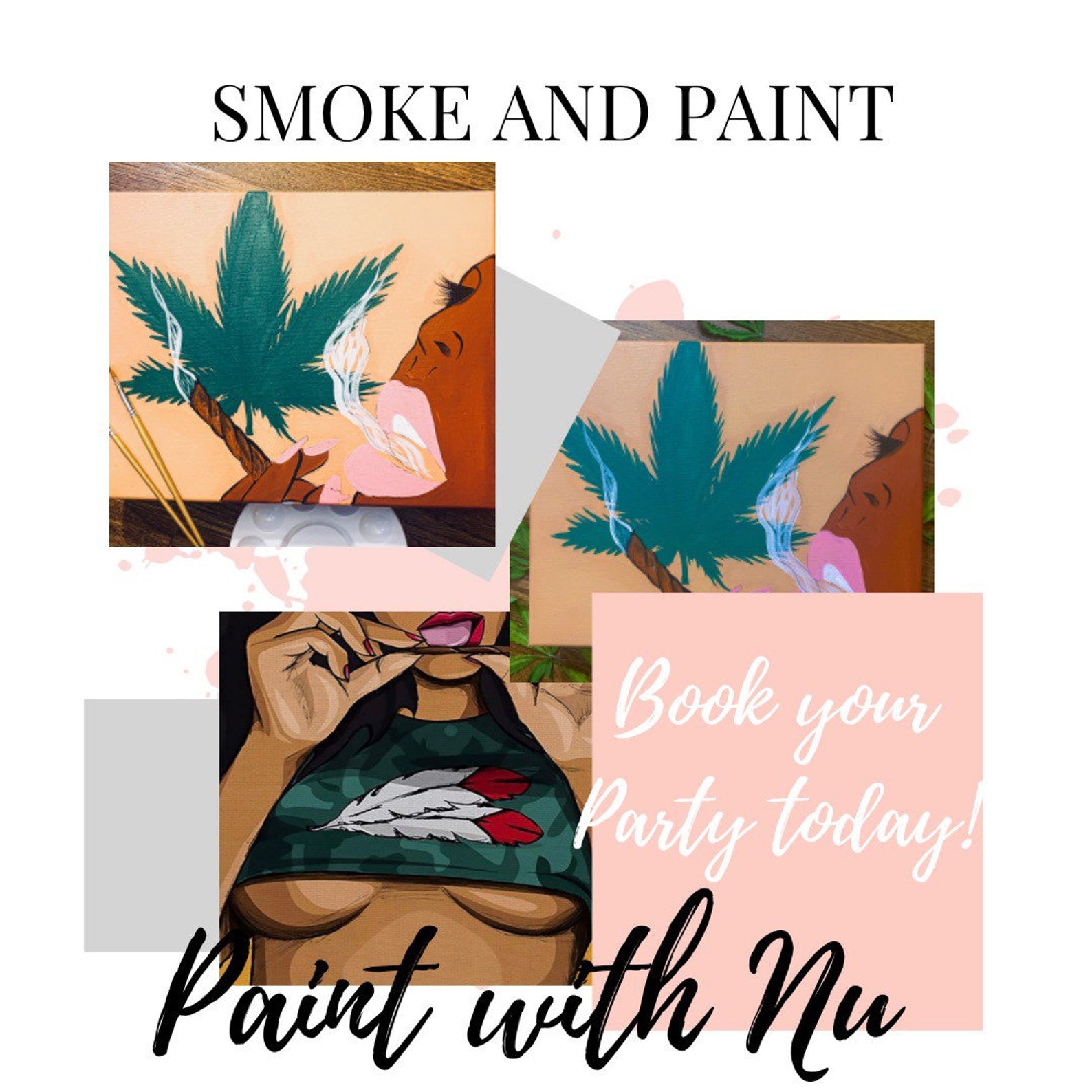 Smoke and paint kit/ paint and sip/ melanin marijuana/ natural Etsy
