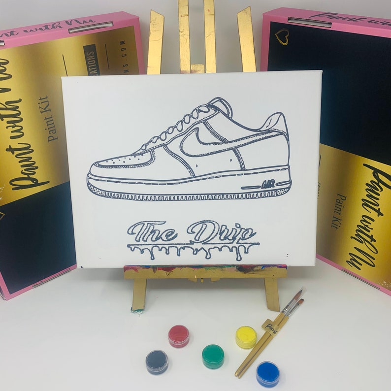 AF1 Paint and Sip/ Guys Pre Drawn Canvas/ Men DIY Paint Party/ Etsy