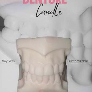 Denture Shaped Candle – Dentist Gift Idea – Soy Wax Scented Candle – Dental Office Decor – Gift for Him – White, Pink, or Gold denture Candl