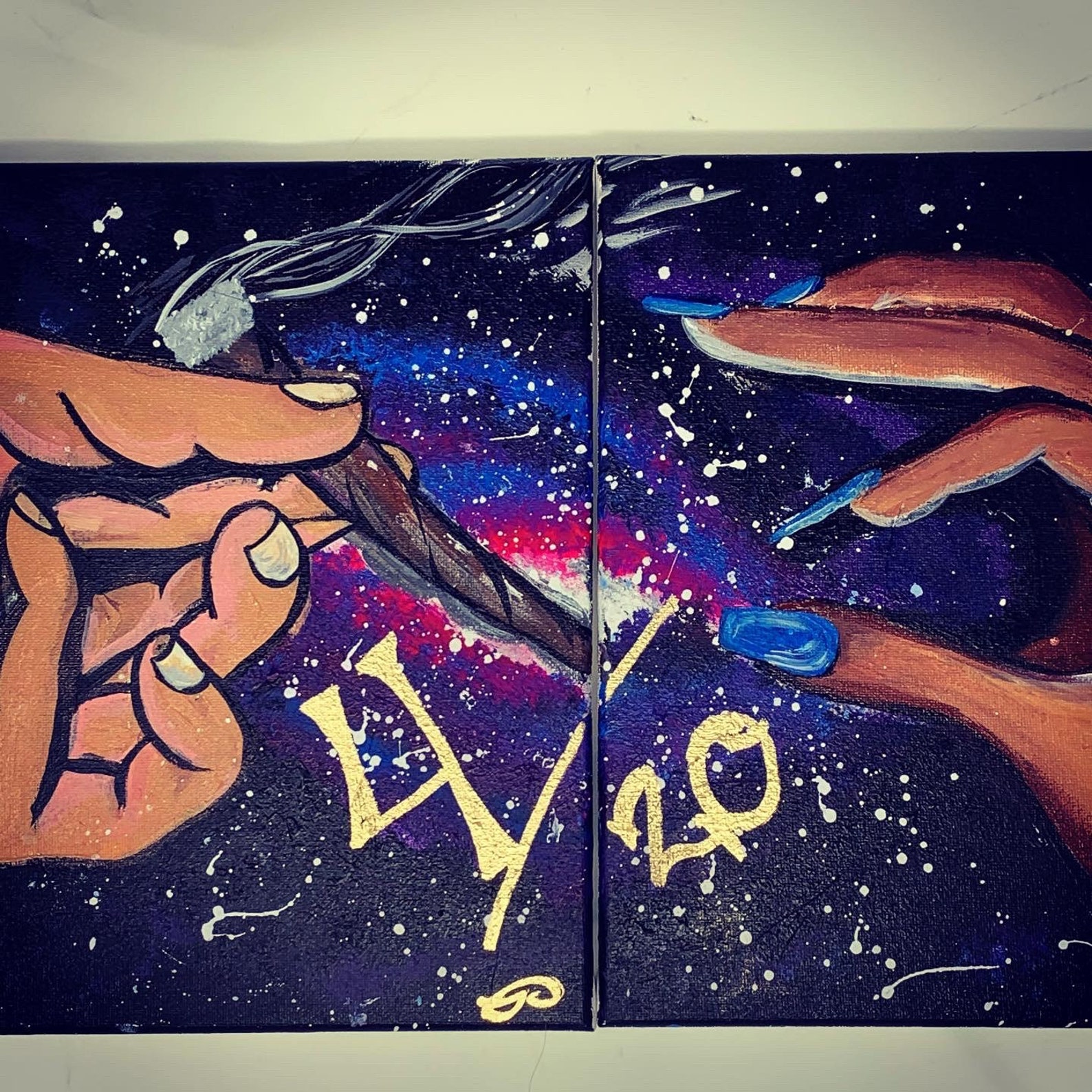 Couples Smoke and Paint Kit/ Paint and Sip/ Melanin Marijuana/ Natural