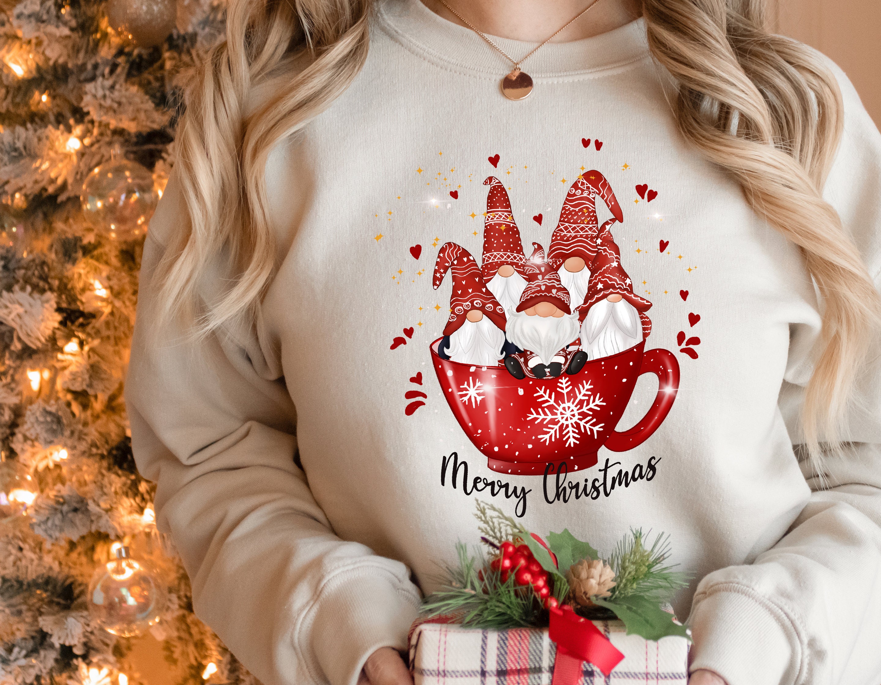 Christmas Gnomes with Coffee Sweatshirt Gnome Sweatshirt sold by Elaine Li SKU 38646385 20 OFF Printerval