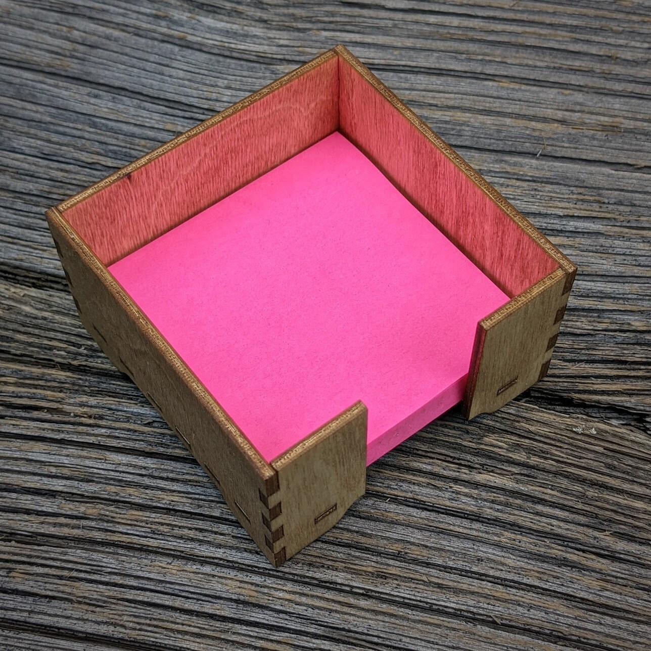 Wood memo pad holder template ai for 3 mm Post it organizer dxf Sticky