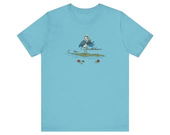 Camiseta Quattlebaum ~ Garza azul tocando el banjo sobre un caimán ~