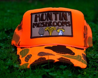 Huntin' Mushrooms Orange Camo Trucker Hat