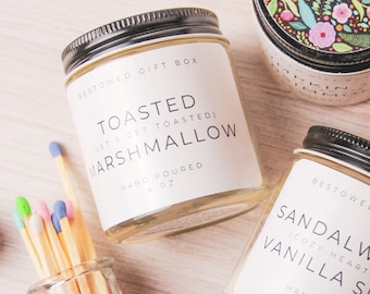 Toasted Marshmallow Soy Candle | Smells like S'mores Candle | Wooden Wick Soy Candle | Food Scented Candle