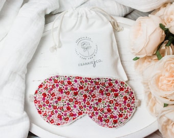 Floral Sleep Mask with Strap, Soft Sleep Mask with Pouch, New Mom Gift, Self Care Gift Package, Recovery Gift, Bridesmaid Gift, Bride Gift