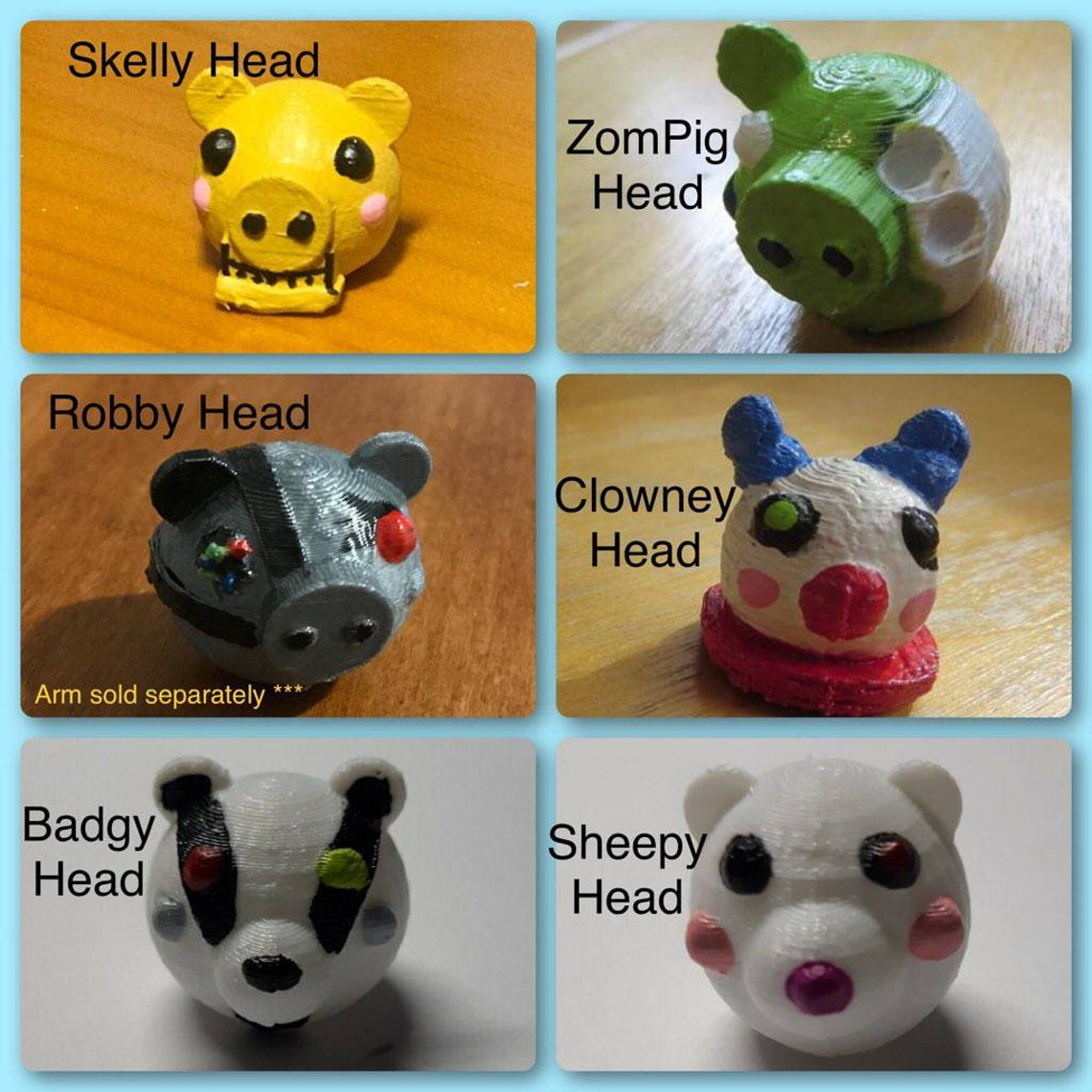Roblox Piggy toy Heads pig heads torcher skully brother robby Etsy