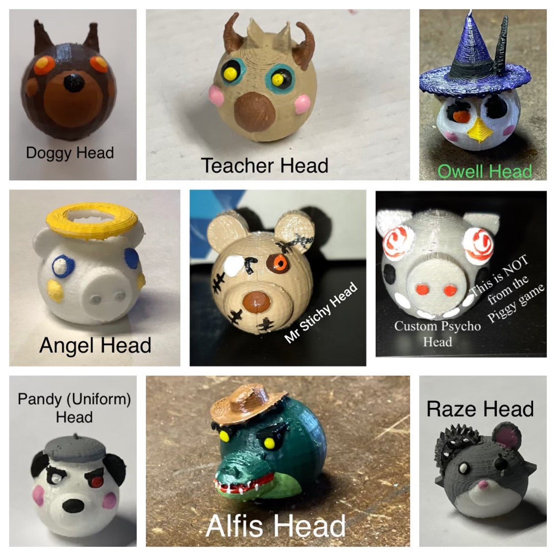 Roblox Piggy toy Heads pig heads torcher skully brother robby Etsy