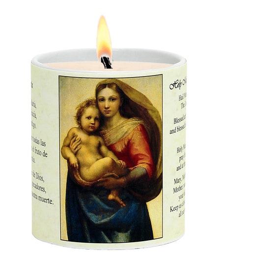 SUBLIM-ART Ave Maria Praying Candle depicting Holy Mary Mother of God (11 Oz)
