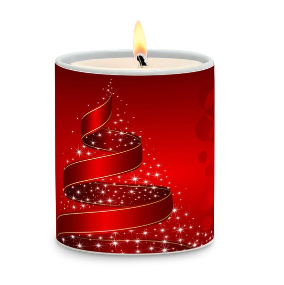 SUBLIM-ART Praying Christmas Candle Red Ribbon Tree (11 Oz)