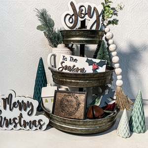 Christmas Tiered Tray Set| Set of 4| Christmas Tiered Bundle| Rustic Christmas
