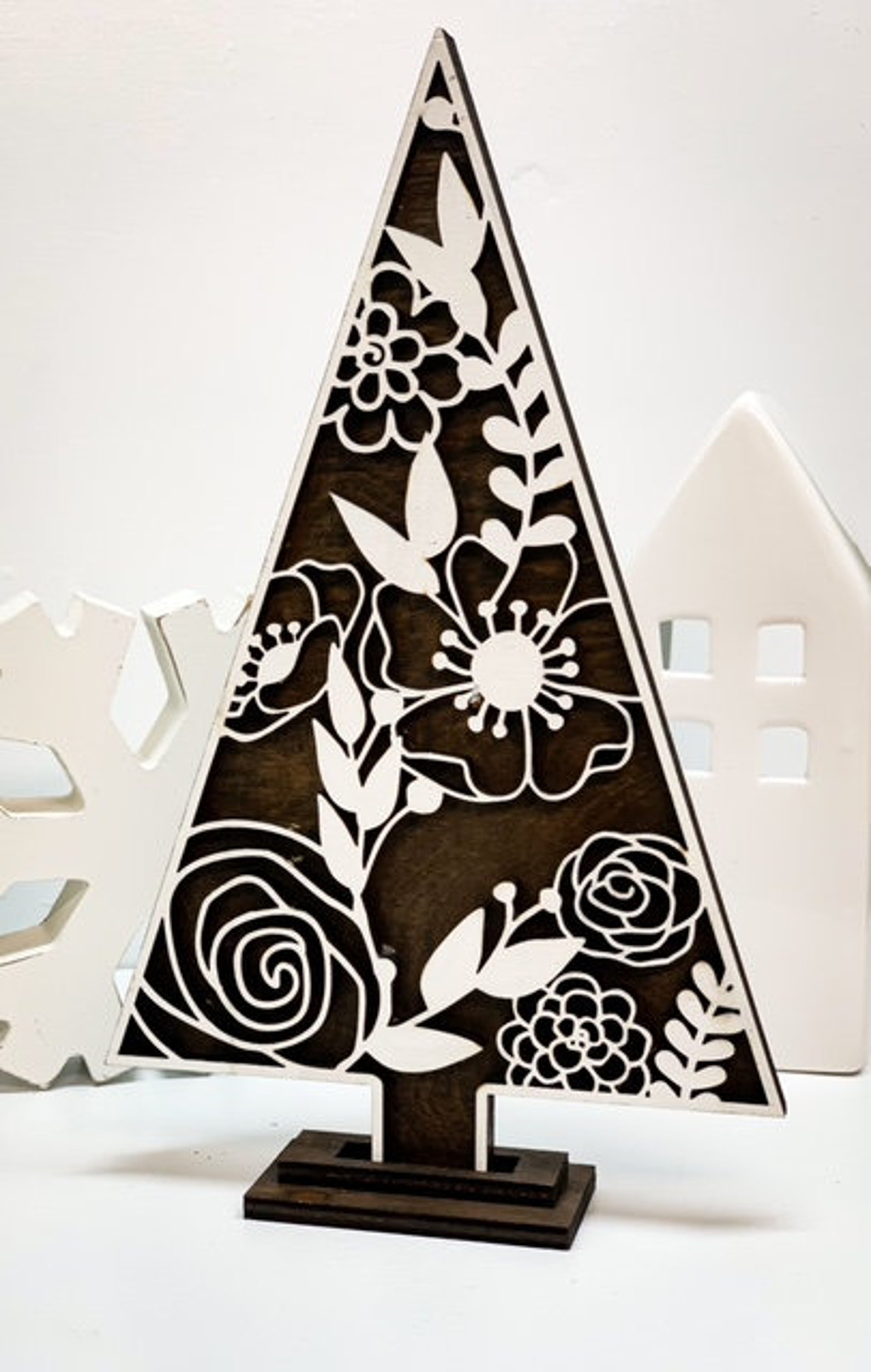 Wooden Laser Cut Christmas Tree Decor Table Top and Mantel - Etsy