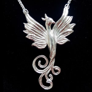 Phoenix 925 Silver, Pendant with Chain, Sterling Silver Magical Beast