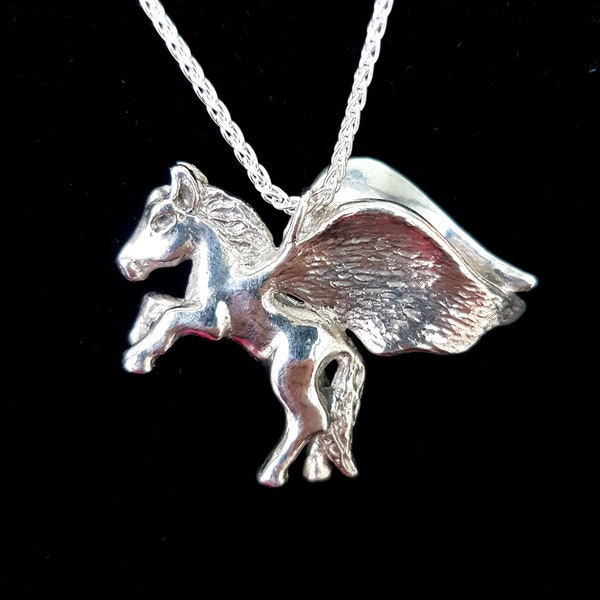 Pegasus 925er Silber Anhänger, Geflügeltes Pferd, Sterlingsilber mit oder ohne Kette