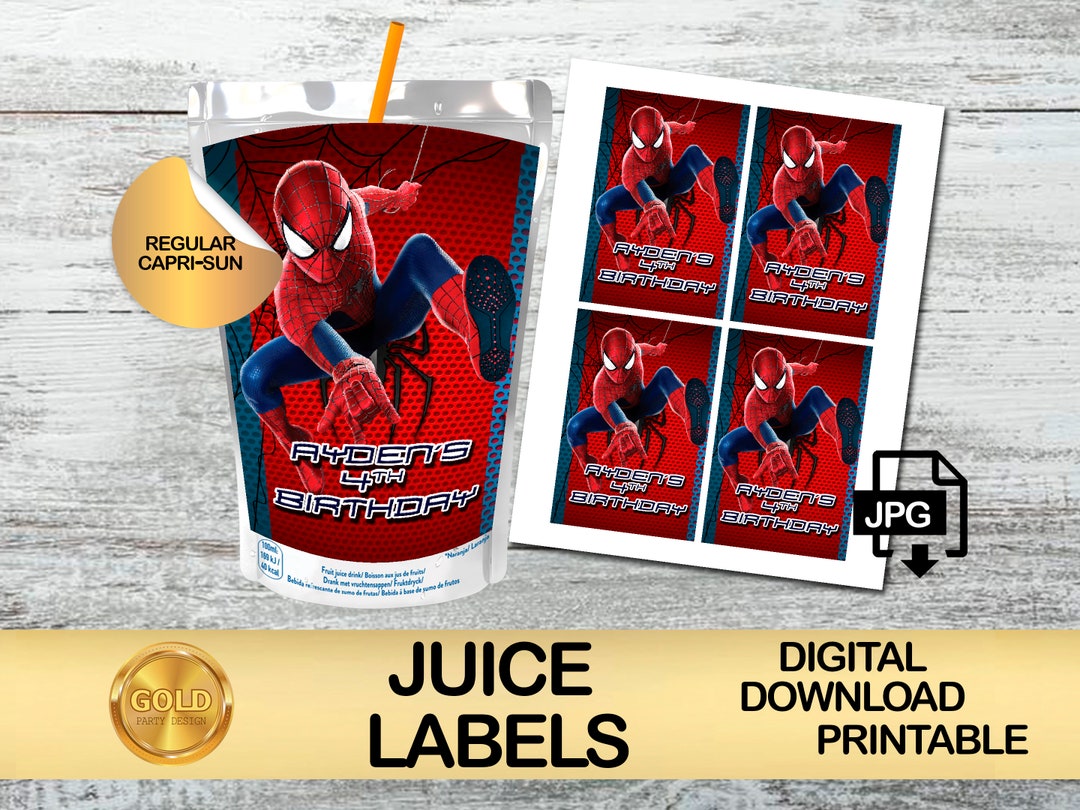 Labels for Spiderman Juice Label DIGITAL Download Spiderman Printable