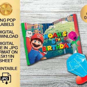 Mario Bros Ring Pop Etikett - DIGITAL DOWNLOAD - Mario Bros Ring Pop 12mm