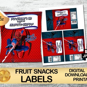 Personalised Spiderman Birthday Fruit Shoot Water Bottle kitkat LabelsParty  Bag