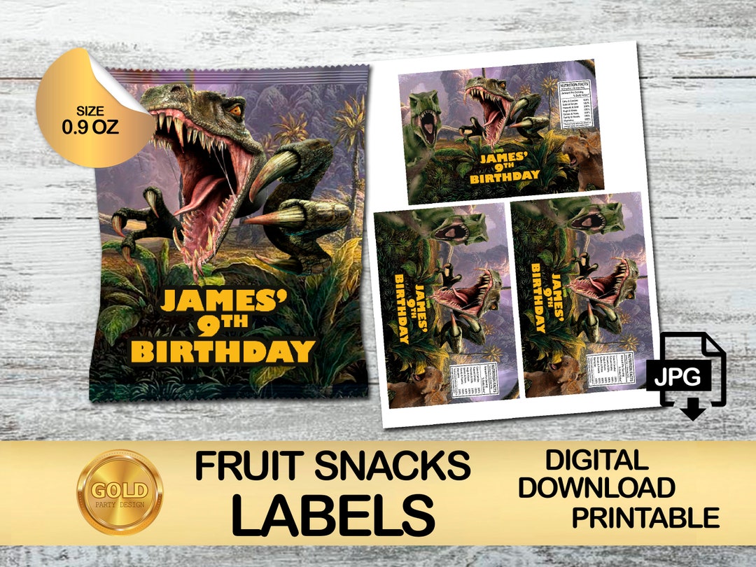 Dinosaurs Fruit Snacks Dinosaurs Birthday Party Only DIGITAL DOWNLOAD