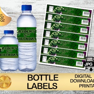 6pcs Hulk Water Bottle Wrappers Water Bottle Labels Kids Birthday