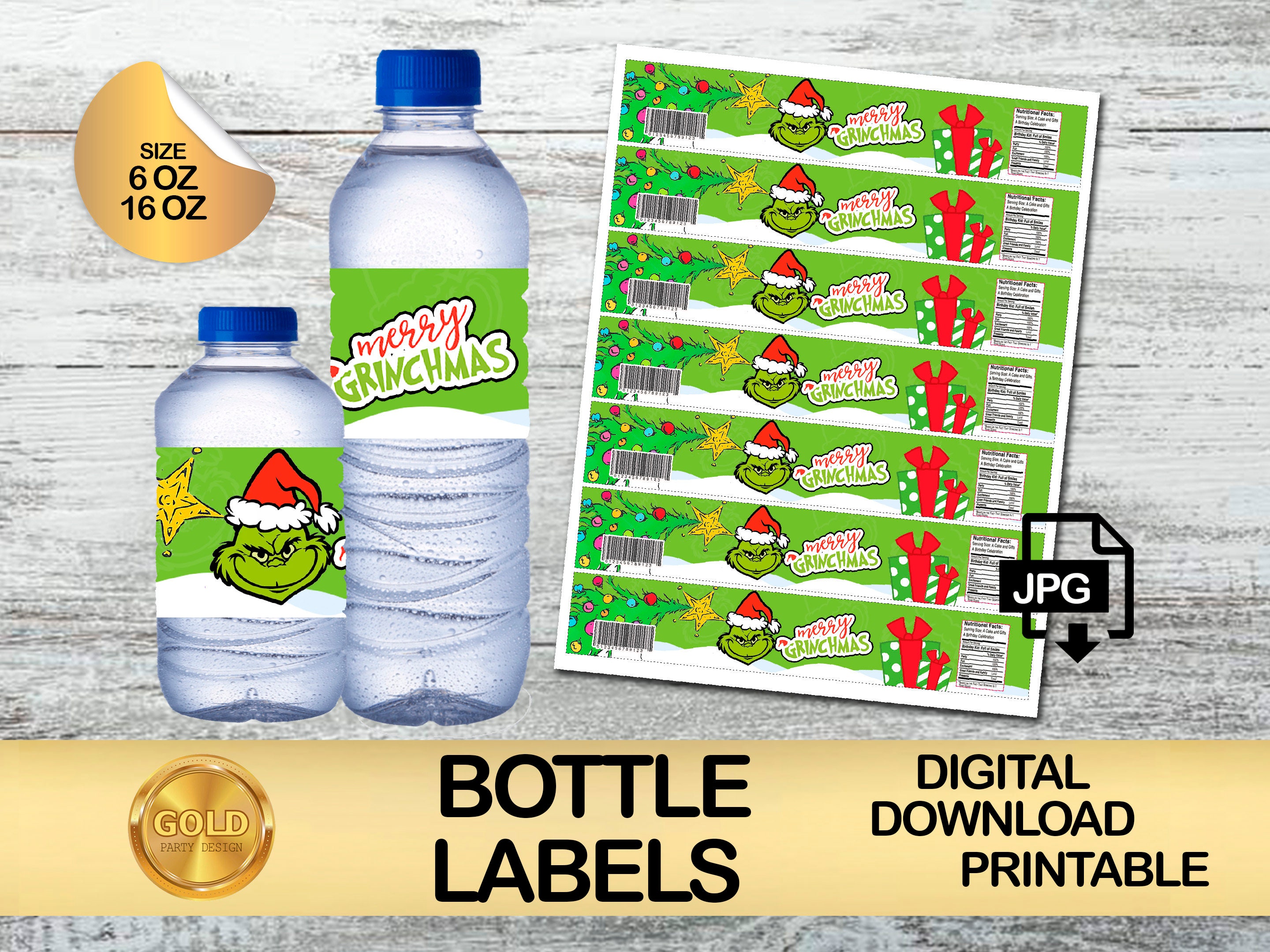 The Grinch Water Bottle Labels 