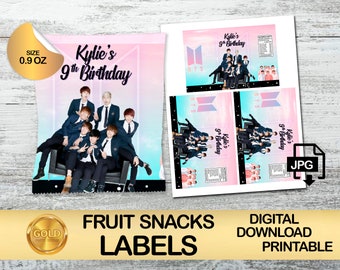 BTS Fruit Snacks - Bts Birthday Party - Only DIGITAL DOWNLOAD for Fruit Snacks 0.9oz