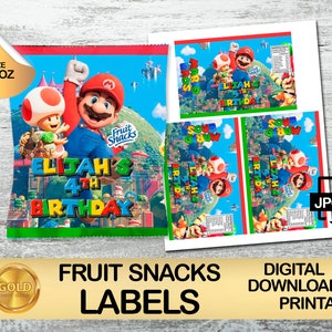 Mario Bros Frucht Snacks - Mario Bros Geburtstagsparty - Nur DIGITALER DOWNLOAD für Frucht Snacks 225 ml