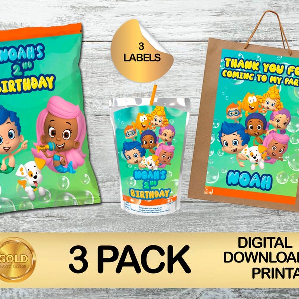 Labels for Bubble Guppies Party Pack - Chip Bag - Favor Bag - Juice - DIGITAL DOWNLOAD