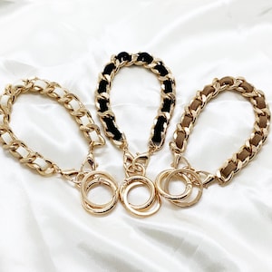 Suede Metal Chain Key Chain / Bracelet, Key Chain, Key Ring Bracelet (Multiple Colors)