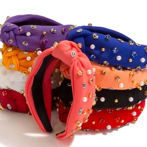 Game Day- Football Headbands, Football Jeweled Knot Headband, Game Day Headbands