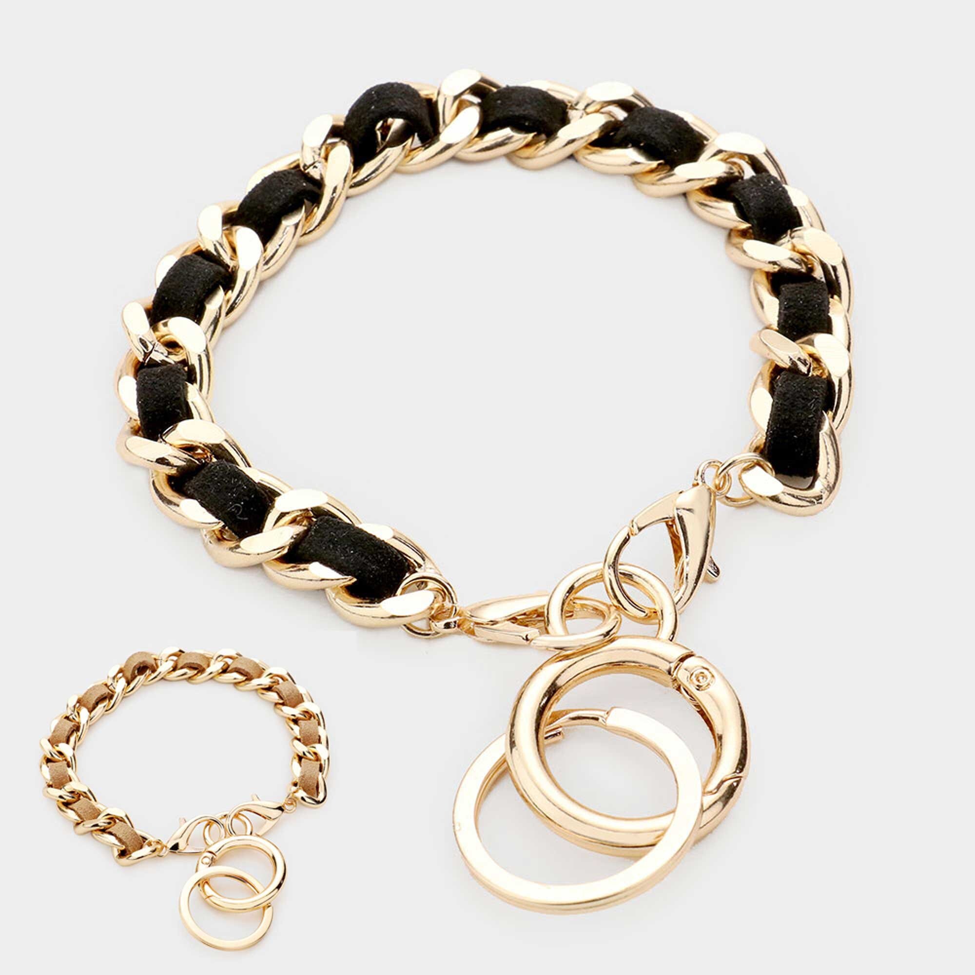 Suede Metal Chain Key Chain / Bracelet Key Chain Key Ring Etsy