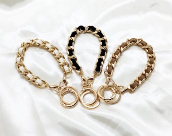 Suede Metal Chain Key Chain / Bracelet, Key Chain, Key Ring Bracelet (Multiple Colors- 6 Colors!)